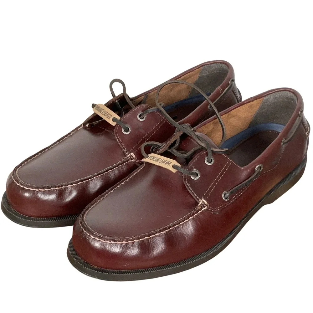 Dockers Boat Shoes Men 12M Brown Leather Loafers Burgundy‎ Comfort 90-1449